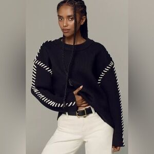 English Factory Mock-Neck Whipstitch Sweater